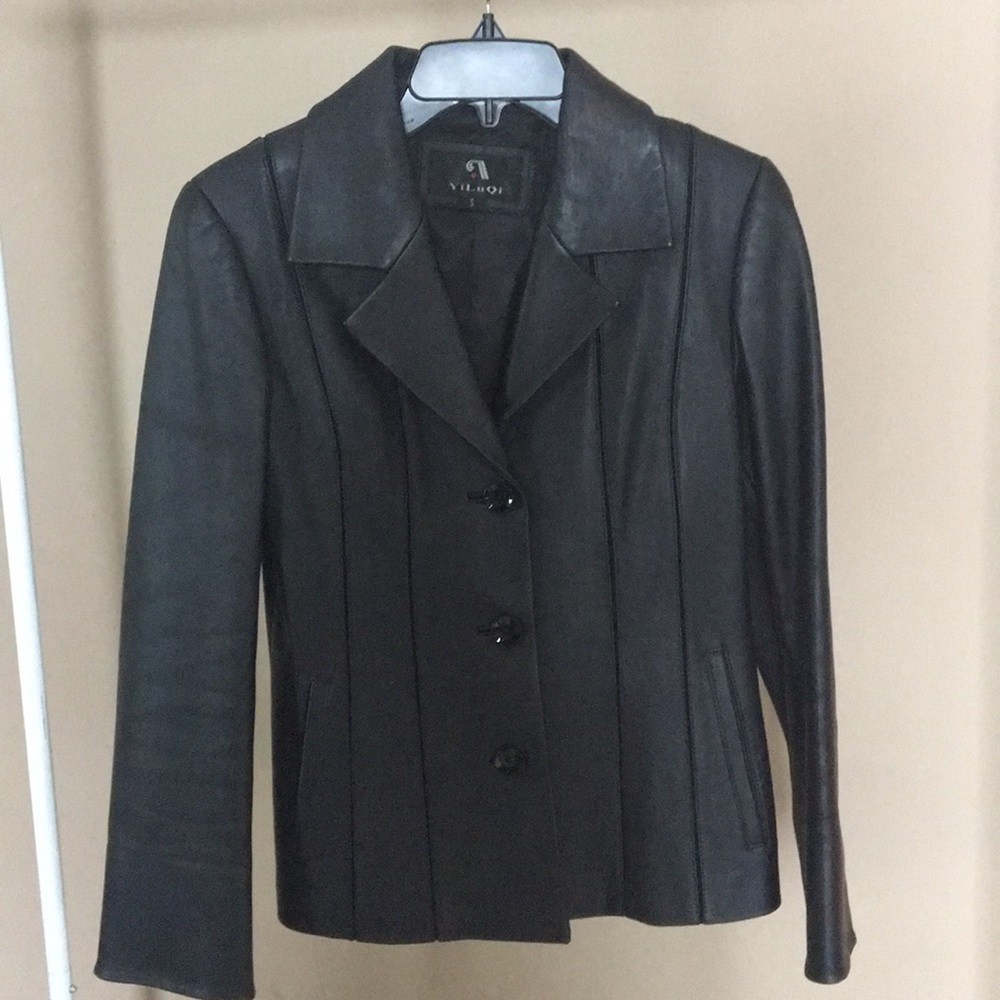 EUC Black Leather Blazer Jacket